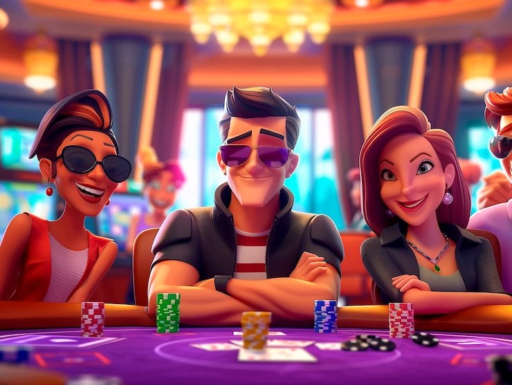Live Domino QQ dealer shuffling tiles and distributing dominoes to players around the table